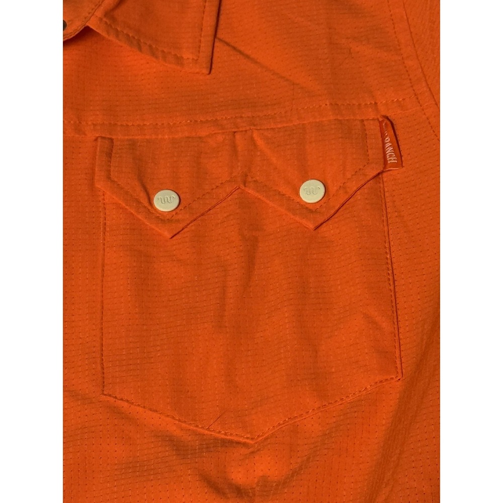 King Ranch Shirt Womens L Orange Western Fishing Snap Front Long Sleeve Sawtooth - Picture 4 of 11